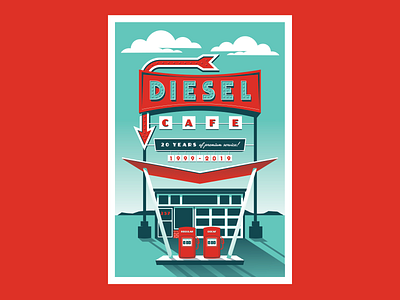 Diesel Cafe Anniversary Poster design illustration poster design