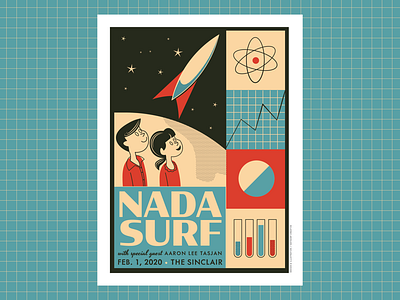 Nada Surf gig poster gig poster graphic design illustration retro science screen print space vintage