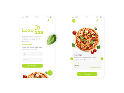 EcoPizza Mobile presentation app app design brand identity clean clean design clean ui minimalism pizza pizzeria ui ui ux ui design uidesign uiux ux ux ui ux design uxdesign uxui white space