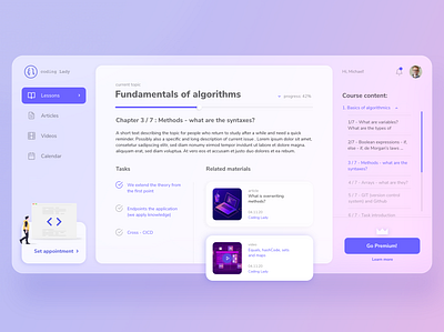 Coding Lady Lesson view app app design brand design brand identity branding branding design clean clean design clean ui glassmorphism ui ui ux ui design uidesign uiux ux ux ui ux design uxdesign uxui