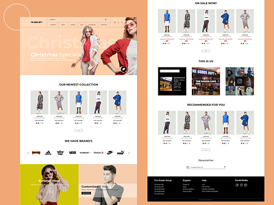 Pitching web design - The Goods Depth homepage marketplace web design
