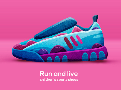 RUN AND LIVE. Shoes concept. art branding design illustration pattern print run shoes sneakers sport textile texture watercolor