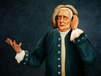 Johann Sebastian Bach book character composer design illustration illustrator man person photoshop portrait print texture