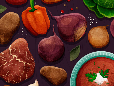 Food Illustrations art book design food illustration illustrator magazine pattern print texture textures vegan art vegetable watercolor