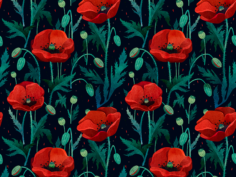 Poppy pattern by Anastazi Li on Dribbble