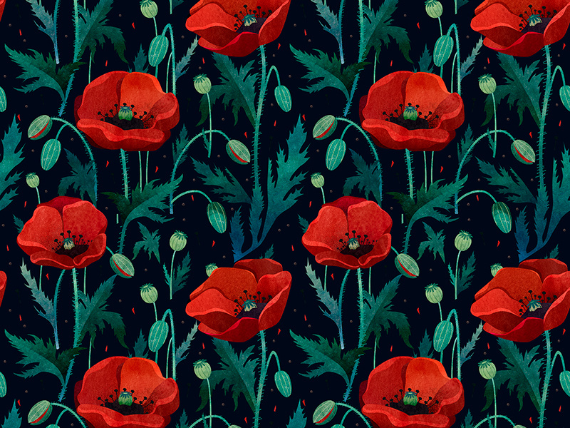 Poppy pattern by Anastazi Li on Dribbble