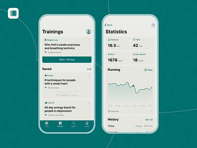 Pantone in iOS #2 – Fitness App activity calendar cards charts energy fitness green grouped inset ios map mobile app running sport start statistics time training trainings wireframing