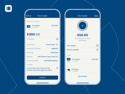 Pantone in iOS #3 – Finances App blue checkout finances inpiration ios mobile app money money transfer pantone pay visa wireframing