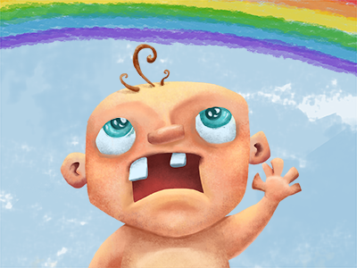 Ugly Baby Finds A Rainbow illustration vector