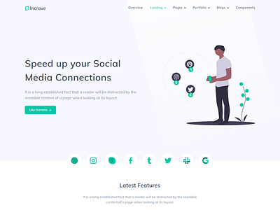 Social media Marketing - Incrave blog bootstrap branding business clean creative design enterprise html job marketing minimal modern multipurpose portfolio sass social startup