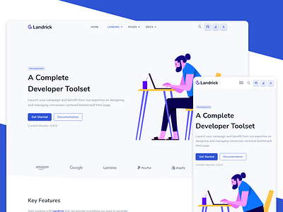 Developer - Landrick agency bootstrap branding business business and enterprise clean coworking cryptocurrency design developer development event hosting hotel job and careers marketing modern payment personal saas and software