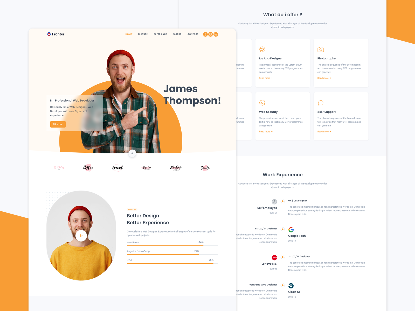 Fronter - Personal & Portfolio Template by Shreethemes on Dribbble