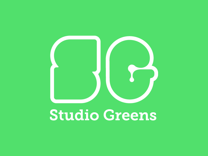 Studio Greens lettering letters logo negative space outline