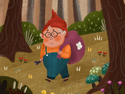 Gnome art book character character design children childrens book childrens illustration design gnome illustration kidly kids book kids illustration