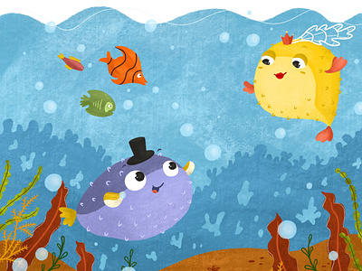 Hedgehog fish animal character character design children childrens book childrens illustration design fish hedgehog illustration ocean sea