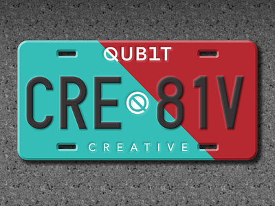 Qubit Creative License Plate - Dribbble Weekly Warmup brand branding clean corporate design flat icon license plate logo product design texture type typography vector