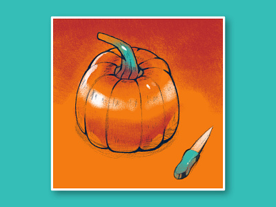 Pumpkin Carving, Day 1 autumn children book illustration childrens art childrens illustration digital art drawing fall halloween illustration illustration digital knife painterly painting pumpkin pumpkin carving