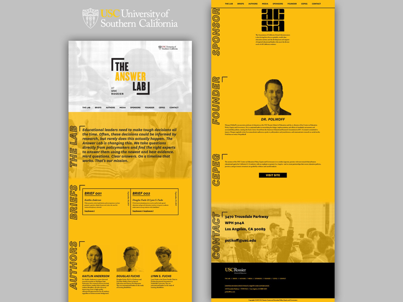 USC Rossier: The Answer Lab california higher ed collegiate usc education design website design website design webdesign