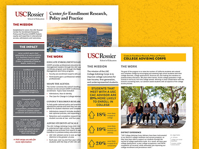 Part 2 :: One Pagers :: USC CERPP College Advising Corps branding collegiate design designer flyer graphic design layout leave behind print design usc