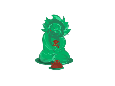 green_creature in sadness design flat green illustration sadness stickers vector web