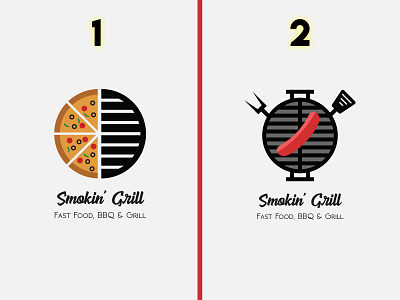 Smokin' Grill brand branding clean design fast food food logo grill hotdog icon logo logodesign minimal minimalist olives pizza typography
