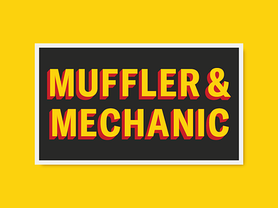 Muffler & Mechanic black mechanic muffler red sticker yellow