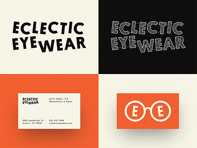 Eclectic Eyewear business card eclectic eyewear glasses logo logotype neon rebrand specs wordmark