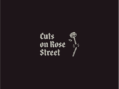 Cuts on Rose Street logo mark blackletter illustration logo rose