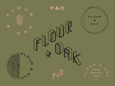 Flour & Oak branding crowncreative customtype flouroak identitydesign logo logodesign pizzalogo secondarylogos typography