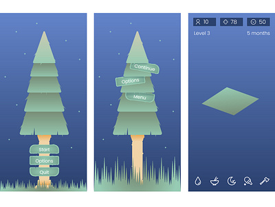 UI Forest : Night test design game illustration student typography ui ui design vector