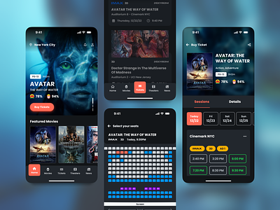 Movie Theater Tickets App buy movie theater purchase tickets ui ux