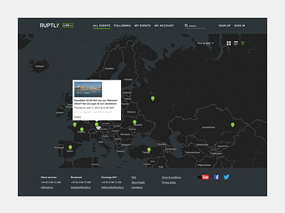 Map of events design events hover map site streams web