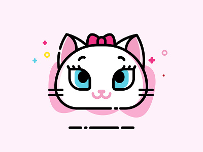 Hello Dribbble!! -Cat Marie animal cat childhood clean cute first illustration invite marie marry pink the aristocats