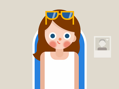 little girl character cute flat girl illustrate pretty summer sunglasses