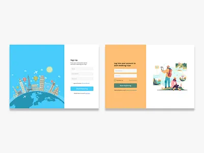 Daily UI Challenge #1 - Sign Up and Login forms dailyui desktop design illustration login logo signupform travel ui ux