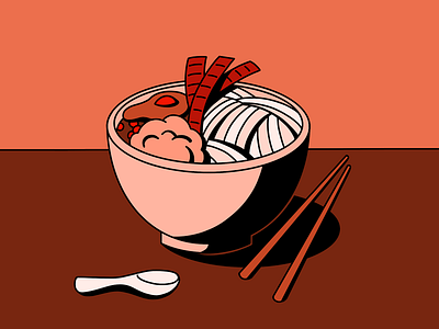 Simple meal chopsticks color palette design flat illustration meal miso noodles ramen simple tshirt tshirt design vector