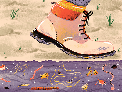 Biodiversity boot illustration insects letsdrawthechange onetreeplanted ourplanetweek procreate soil worms