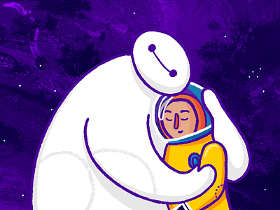 Baymax Comfort astronaut baymax bighero6 boots comfort comforted girl gloves helmet illustration ipadpro light space space helmet