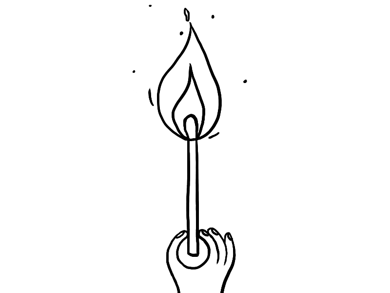 Light My Fire animation fire hand inktober inktober2018 match matchstick roughanimator sparkles