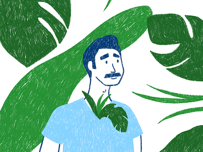 Chest hair chest chesthair guy hair illustration ipadpro leaves monstera mustache pencil plants procreate shirt