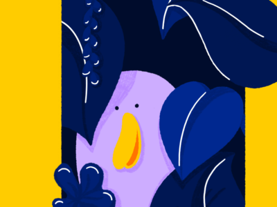 Hello. beak blue botanical branding business card contrast design duck graphic identity card lila plants yellow