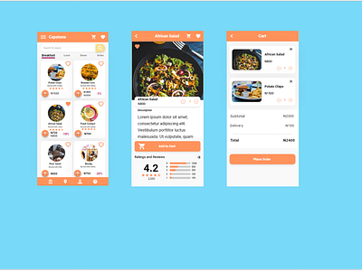 ordering process of a food app