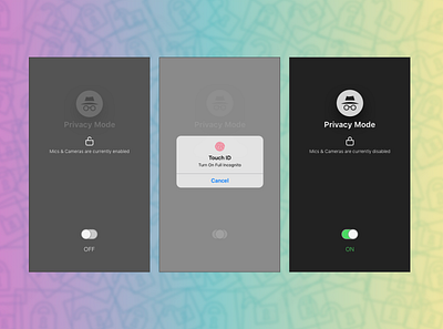 Daily UI :: 015 • ON/OFF Switch 015 daily 100 challenge daily ui privacy switch button touch id ui
