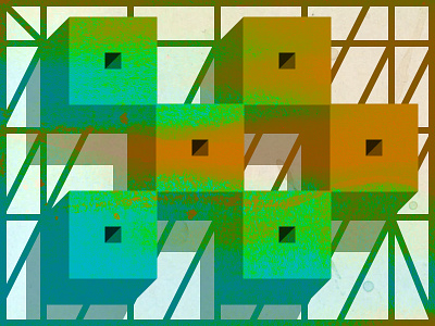 Grid Explorer 2 color geometry minimal oblique poster shape