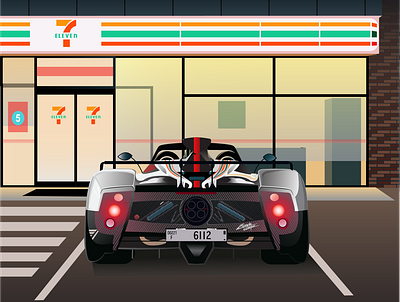 Pagani Zonda adobe adobe creative cloud adobe creative crowd adobe illustrator carbon fiber cinque convenience store gas station hypercar illustration illustrator illustrators instagram pagani pagani zona cinque pagani zonda zonda