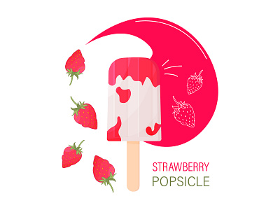 Popsicle poster. berry branding card design graphic design ice cream illustration popsicle poster strawberry vector