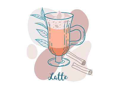 Latte. Poster. branding card coffee composition design graphic design illustration latte poster vector