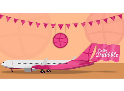 Hello Dribbble aeroplane design flat hellodribbble icon illustration logo plane vector