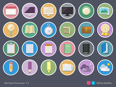 Icon Collection (Flat) circles flat icons photoshop psd ui vector