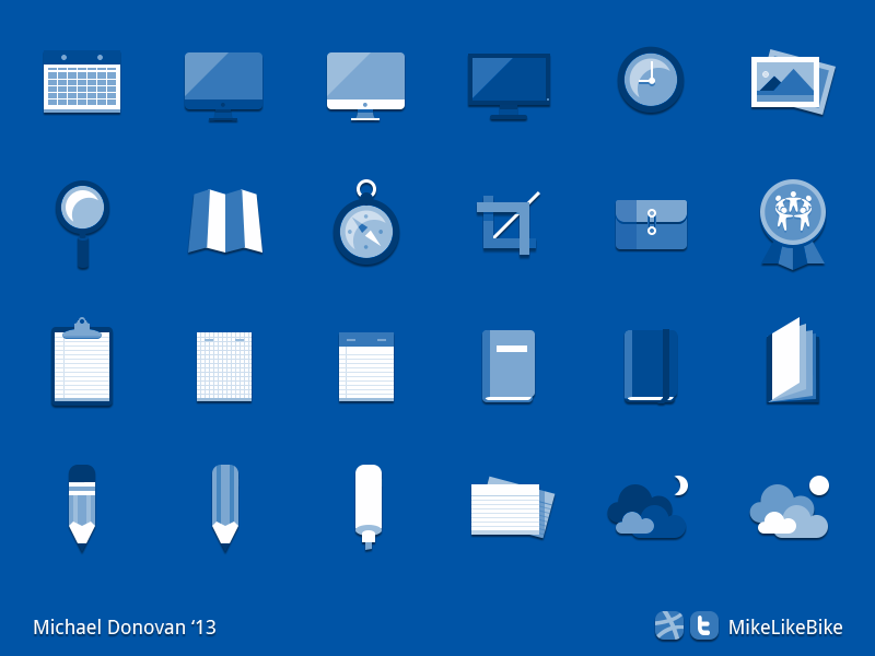 Icon Collection (Flat Blueprint) photoshop ui vector icons circles flat blueprint wireframe